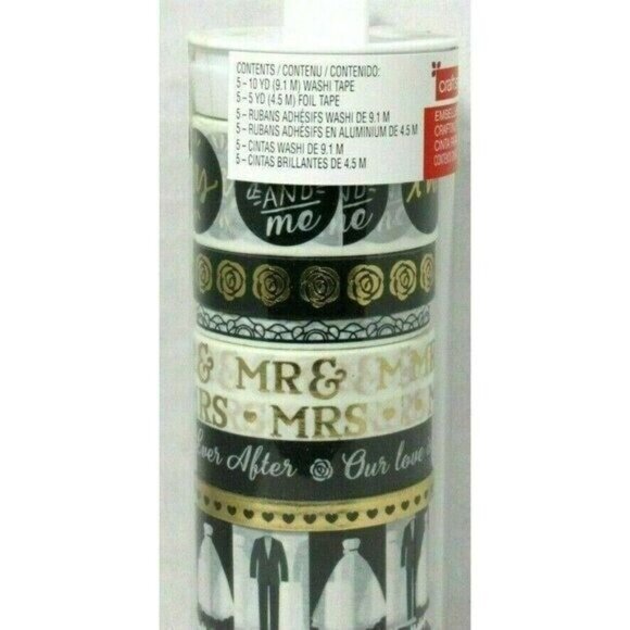 Wedding Craft Smart Washi Crafting Tape Embellishments Mr&Mrs Dress Love 10 Roll - Picture 3 of 8
